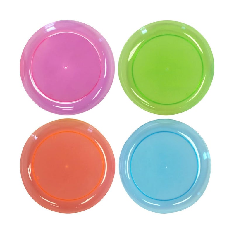 Party Essentials Hard Plastic 9-Inch Round Party/Luncheon Plates, Assorted Neon, 40-Count - Image 1